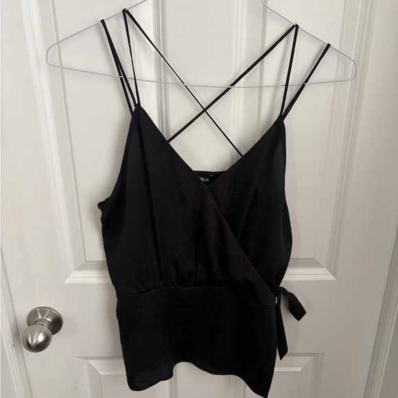 Express Black Strappy Splice Top - Picture 2 of 6